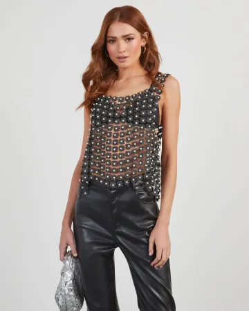 Lizzie Flower Pearl Embellished Top